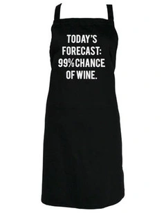 Annabel Trends Screen Print Cotton Apron Black 60x80cm Kitchen Linen Textiles