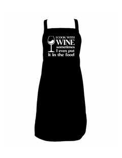Annabel Trends Cotton Screen Print Apron Cook With Wine 60x80cm