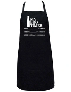 Annabel Trends Screen Print Cotton Apron BBQ Timer Black 60x80cm