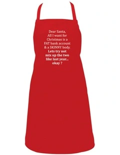 Annabel Trends Screen Print Cotton Apron Christmas Fat Skinny Red 60x80cm