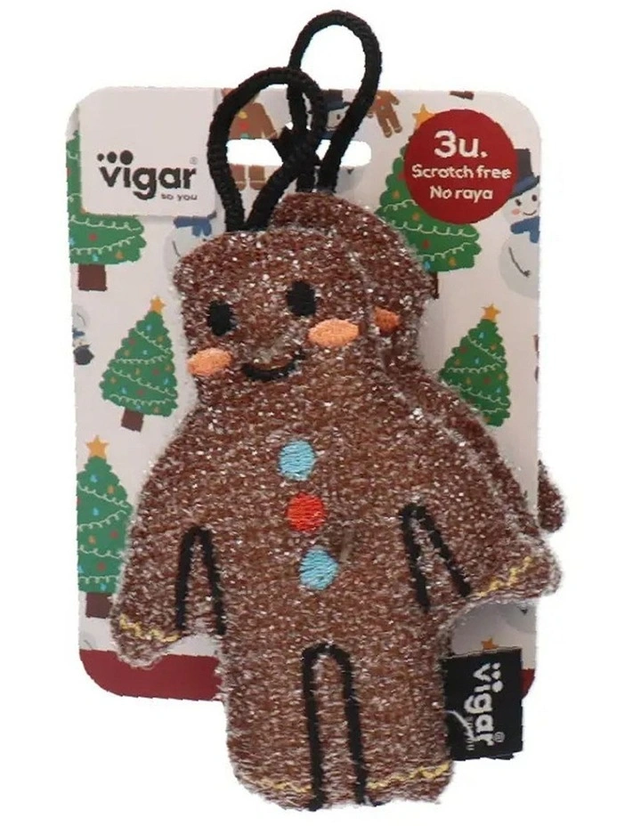 3pc Vigar Dish Scrubber Sponge Set Gingerbread Scratchless 14cm Assorted image 1