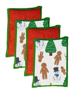 4pc VIGAR Microfibre Sponge Cleaner Christmas Tree Design Kitchen Scrubber 22cm