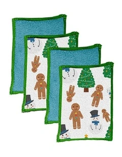4pc VIGAR Microfibre Sponge Snowman Design Dirt Moist Remover Set 23cm