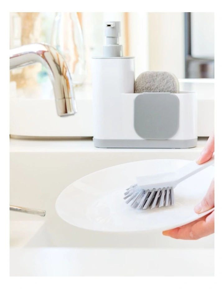 Vigar 4pc Plastic Monobloc Sink Caddy Set With Brush Sponge Detergent White image 3