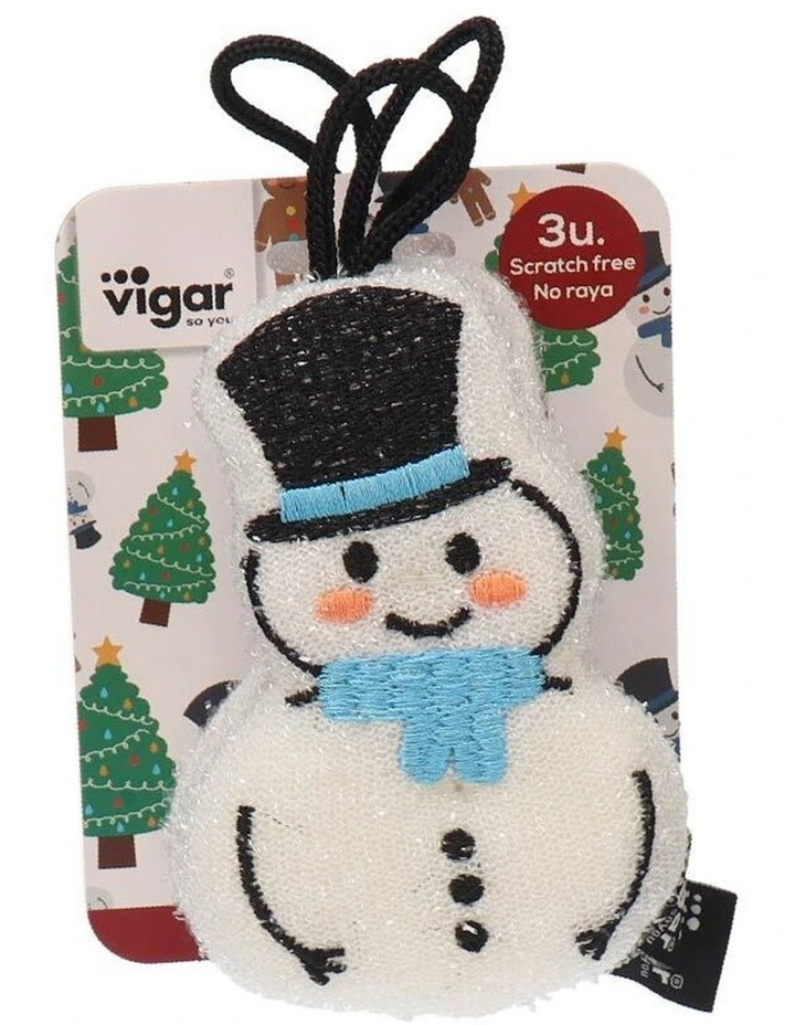 3pc VIGAR Snowman Dish Scrubber Sponge Set Scratch Resistant Kitchen Cleaning image 1