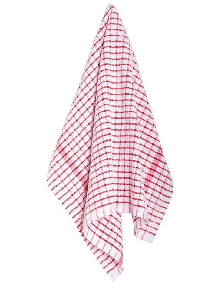 Elly 2 Pack Tea Towels 45x65cm Red image 1