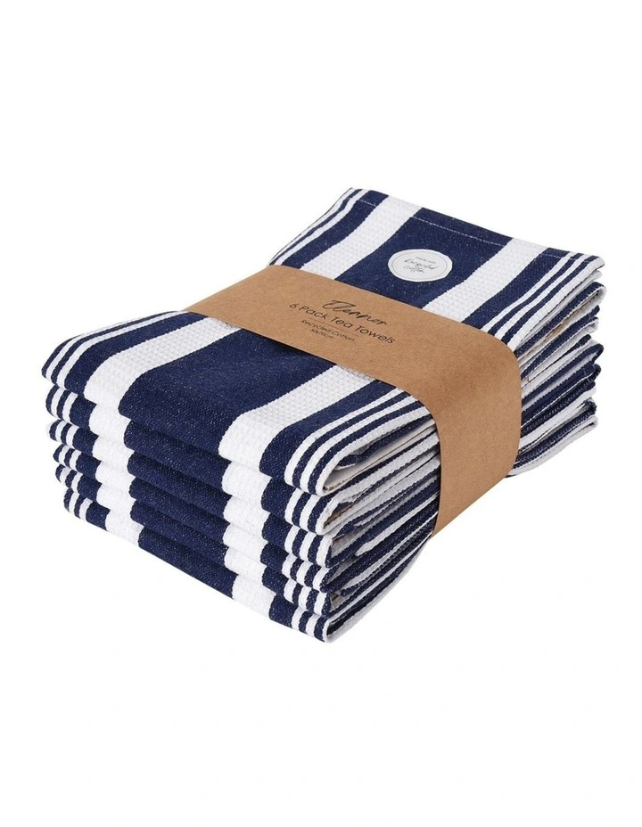 Eleanor 6 pack Tea Towel 50x70cm Navy image 1