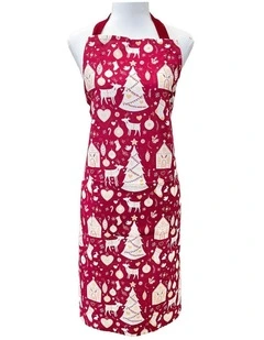 Scandi Yule Apron 83x68x0.05cm Red Multi