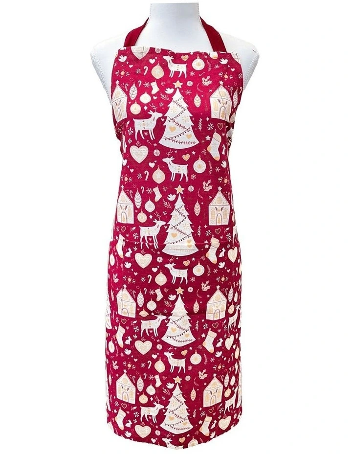 Scandi Yule Apron 83x68x0.05cm Red Multi image 1