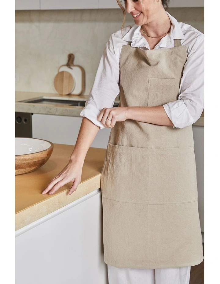 Jules Cotton Linen Apron 83x68x0.3cm Beige image 3