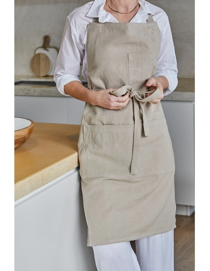 Jules Cotton Linen Apron 83x68x0.3cm Beige image 4