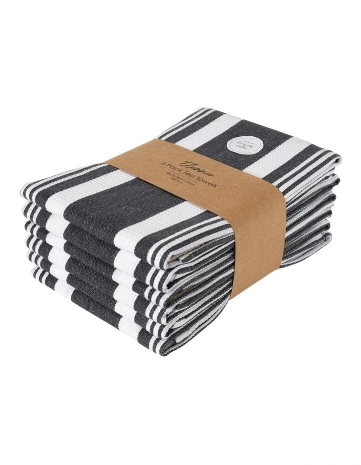 Eleanor 6 pack Tea Towel 50x70cm Grey image 1