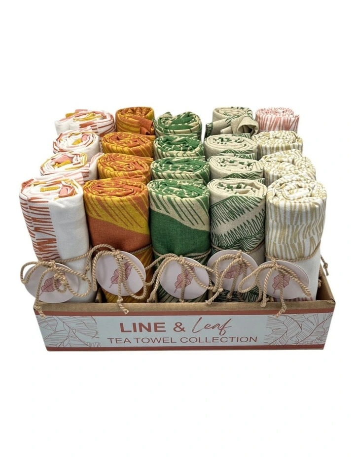 Line & Leaf Set of 20 Tea Towel 50x70x0.2cm Multi image 1