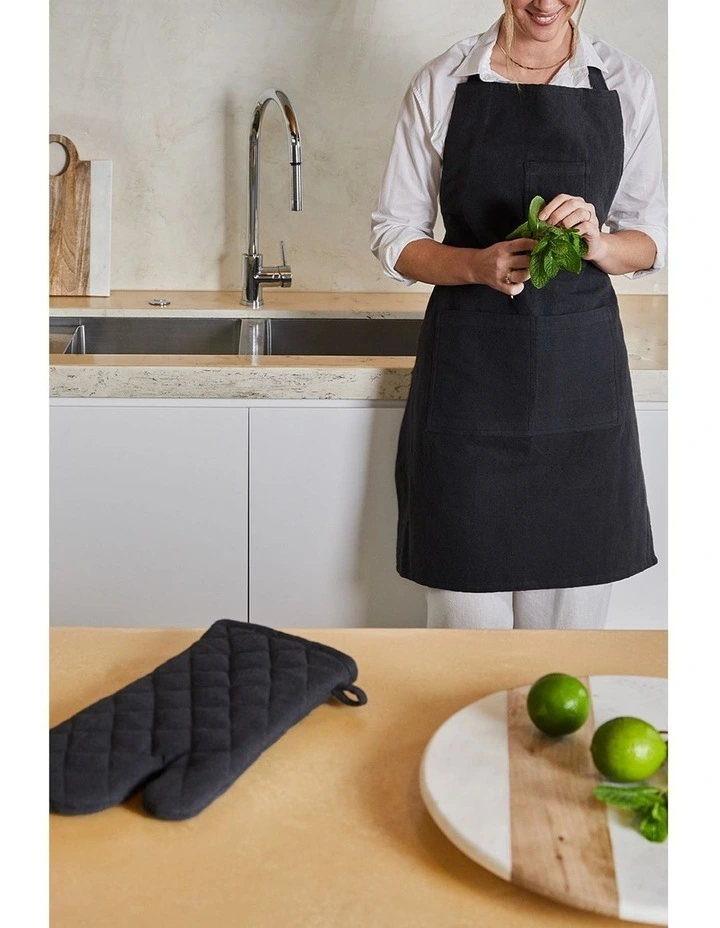 Jules Cotton Linen Apron 83x68x0.3cm Charcoal image 3