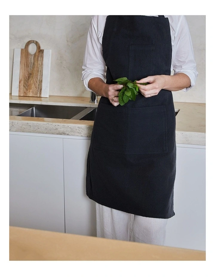 Jules Cotton Linen Apron 83x68x0.3cm Charcoal image 4