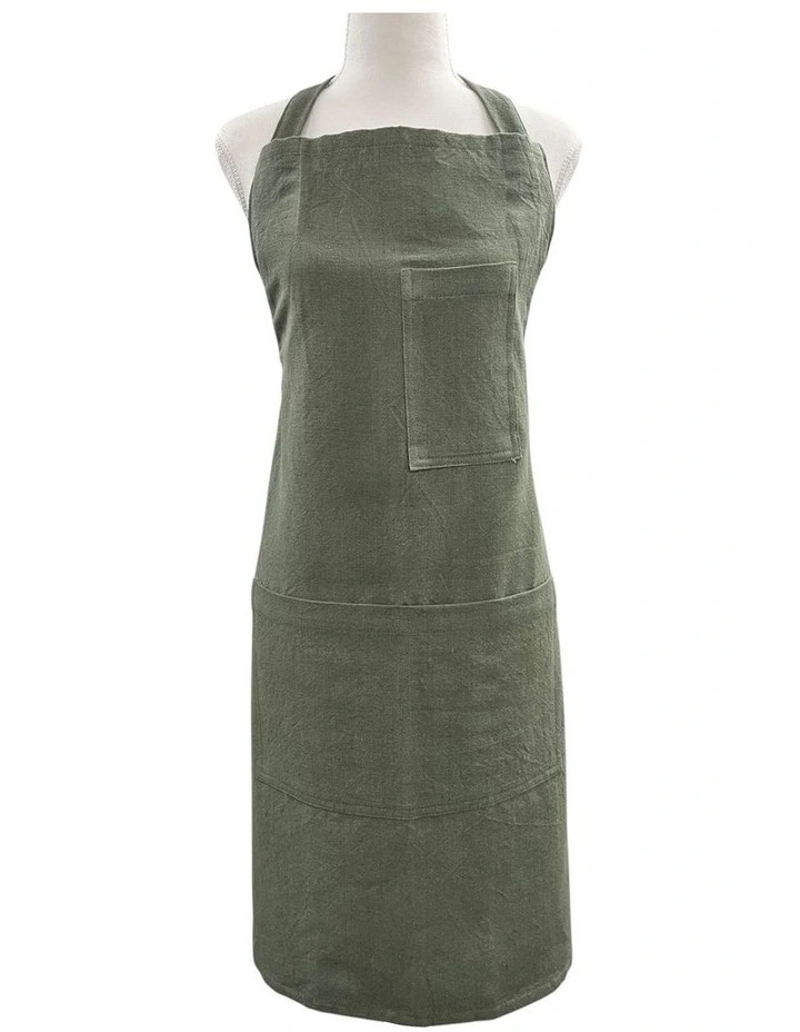 Jules Cotton Linen Apron 83x68x0.3cm Olive Green image 1