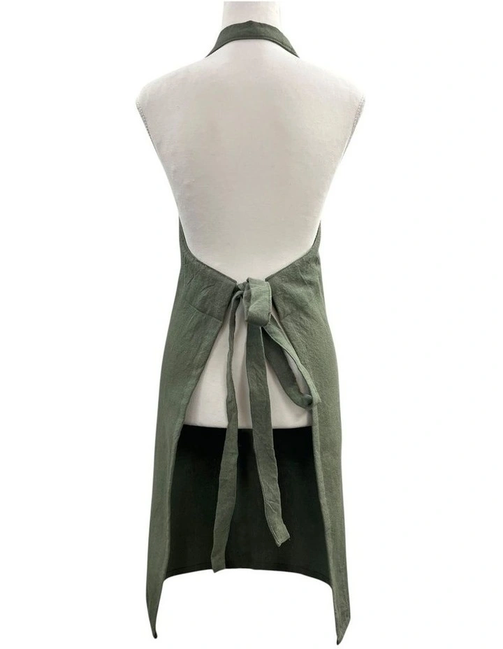 Jules Cotton Linen Apron 83x68x0.3cm Olive Green image 2