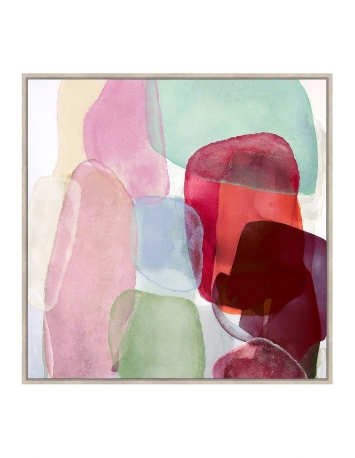 Jelly Story Framed Canvas in Pink & Green Multi image 1