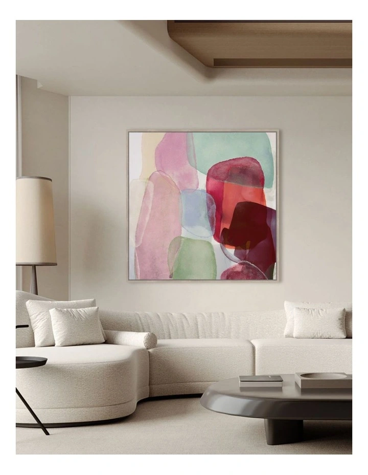 Jelly Story Framed Canvas in Pink & Green Multi image 2