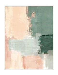 Edison Glow Framed Canvas in Green & Peach Multi
