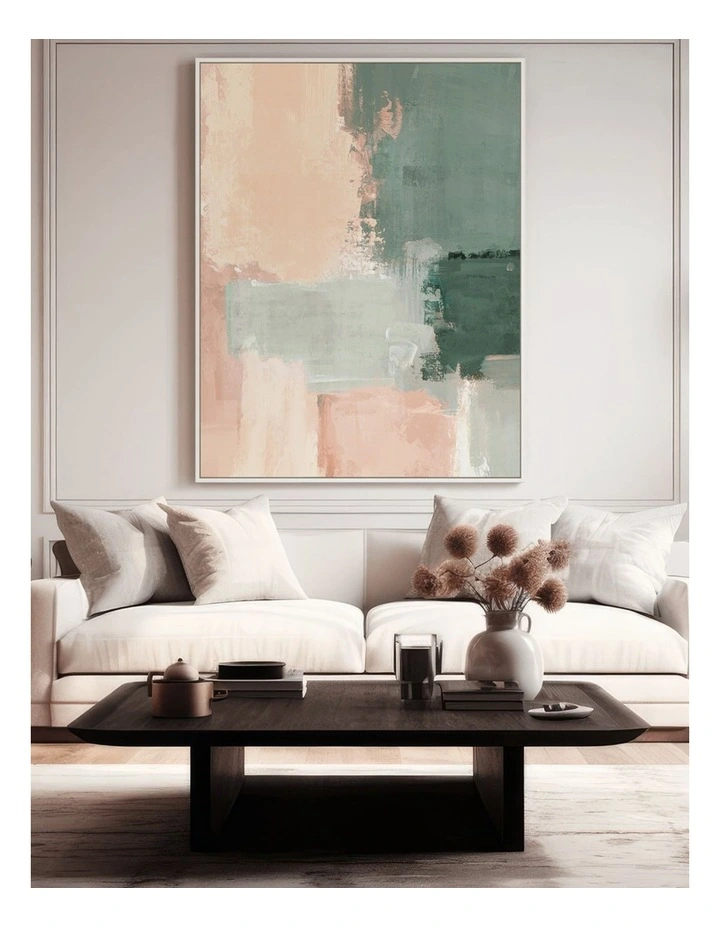 Edison Glow Framed Canvas in Green & Peach Multi image 2