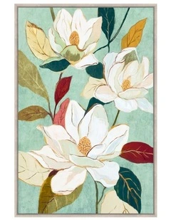 Madame Fleur Framed Canvas in Blue & White Multi
