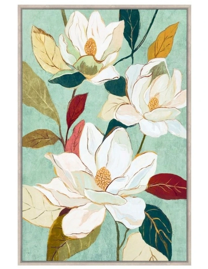 Madame Fleur Framed Canvas in Blue & White Multi image 1