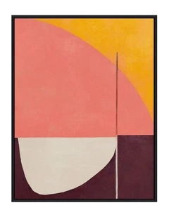Moderne Framed Canvas in Burgundy & Orange Multi