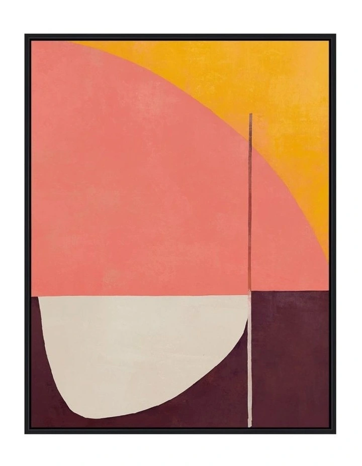 Moderne Framed Canvas in Burgundy & Orange Multi image 1