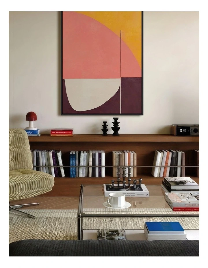 Moderne Framed Canvas in Burgundy & Orange Multi image 2