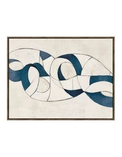 Timeless Drift Framed Canvas in Beige & Blue Multi