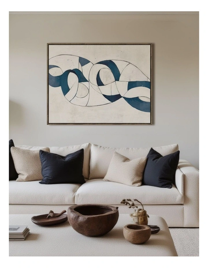 Timeless Drift Framed Canvas in Beige & Blue Multi image 2