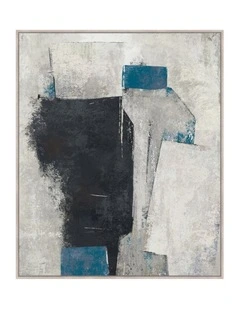 Surreal Echo Framed Canvas in Grey & Blue Multi