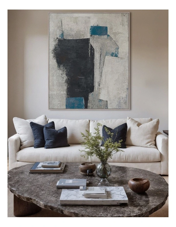 Surreal Echo Framed Canvas in Grey & Blue Multi image 2