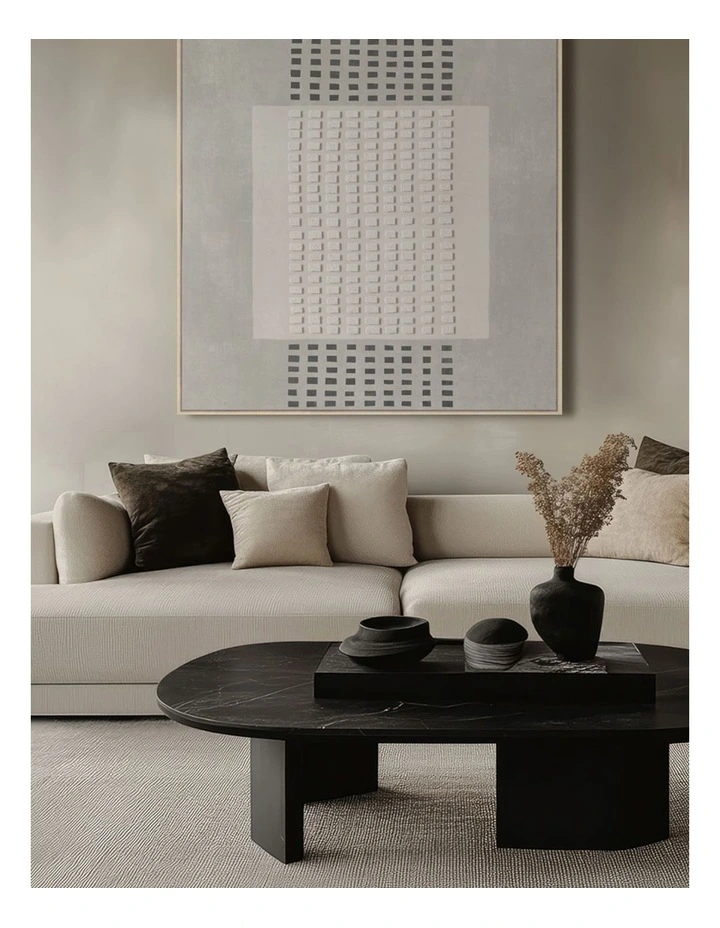 Linear Trail Framed Canvas in Grey & Beige Multi image 2