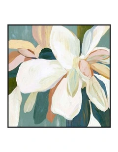 Grace Bloom Framed Canvas in White & Green Multi