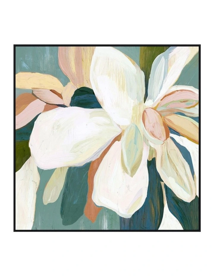 Grace Bloom Framed Canvas in White & Green Multi image 1