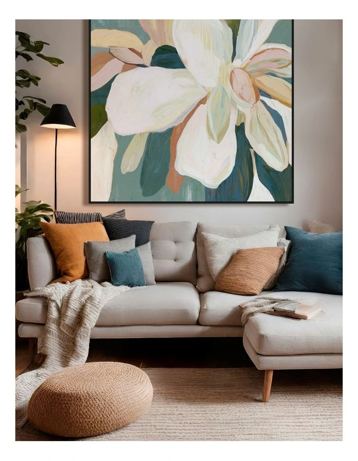 Grace Bloom Framed Canvas in White & Green Multi image 2