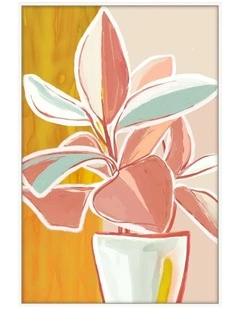 Bungalow B Framed Canvas in Yellow & Pink Multi