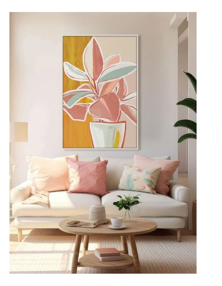 Bungalow B Framed Canvas in Yellow & Pink Multi image 2