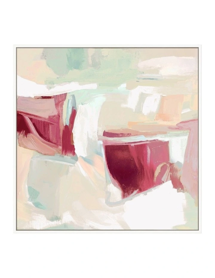 Rhubarb Dreams Framed Canvas in Burgundy & Green Multi image 1