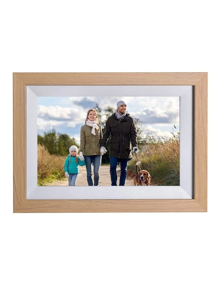 Kodak 10.1 WiFi Digital Photo Frame RCF1012W, Burlywood Wooden Frame, 32GB Internal Storage, App & Email Sharing image 1