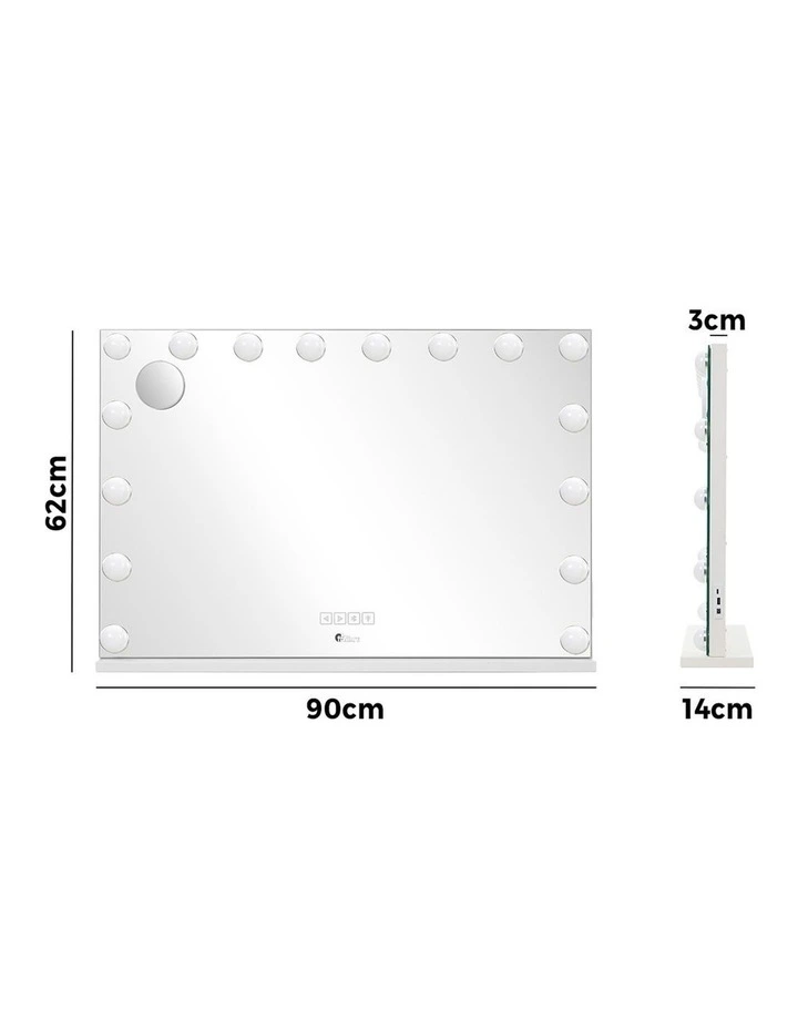 Oikiture Bluetooth Hollywood Makeup Mirror 16 LED Light 90x62cm Vanity Mirrors image 3