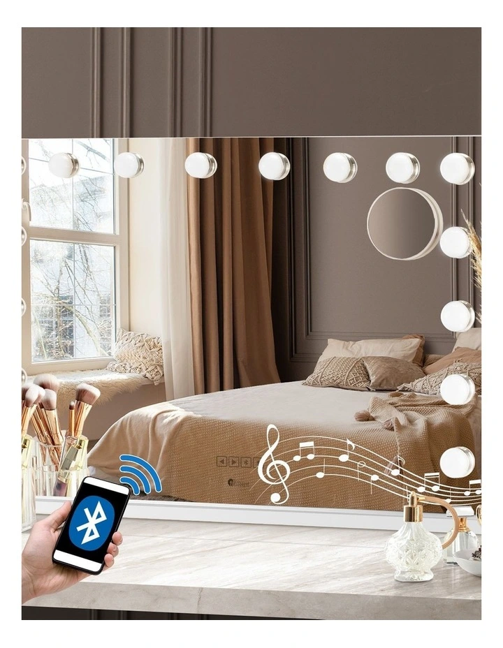 Oikiture Bluetooth Hollywood Makeup Mirror 16 LED Light 90x62cm Vanity Mirrors image 4