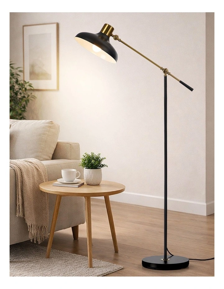 Oikiture Floor Lamps Adjustable Height Standing Metal Frame Black image 2