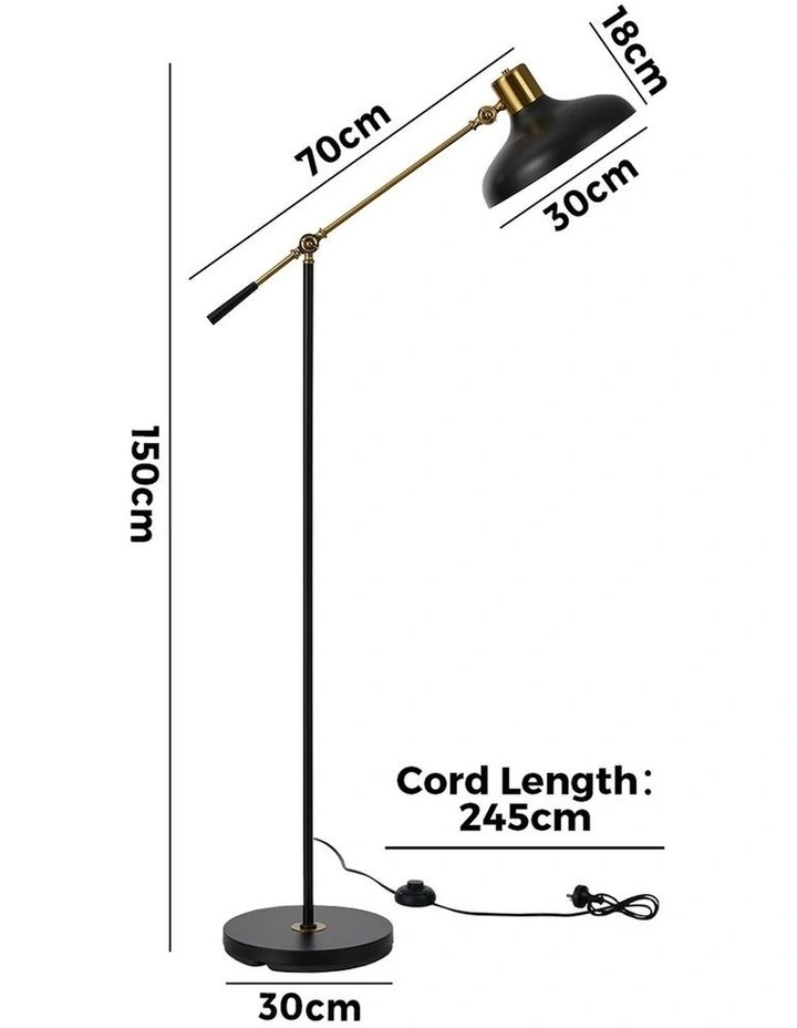 Oikiture Floor Lamps Adjustable Height Standing Metal Frame Black image 3
