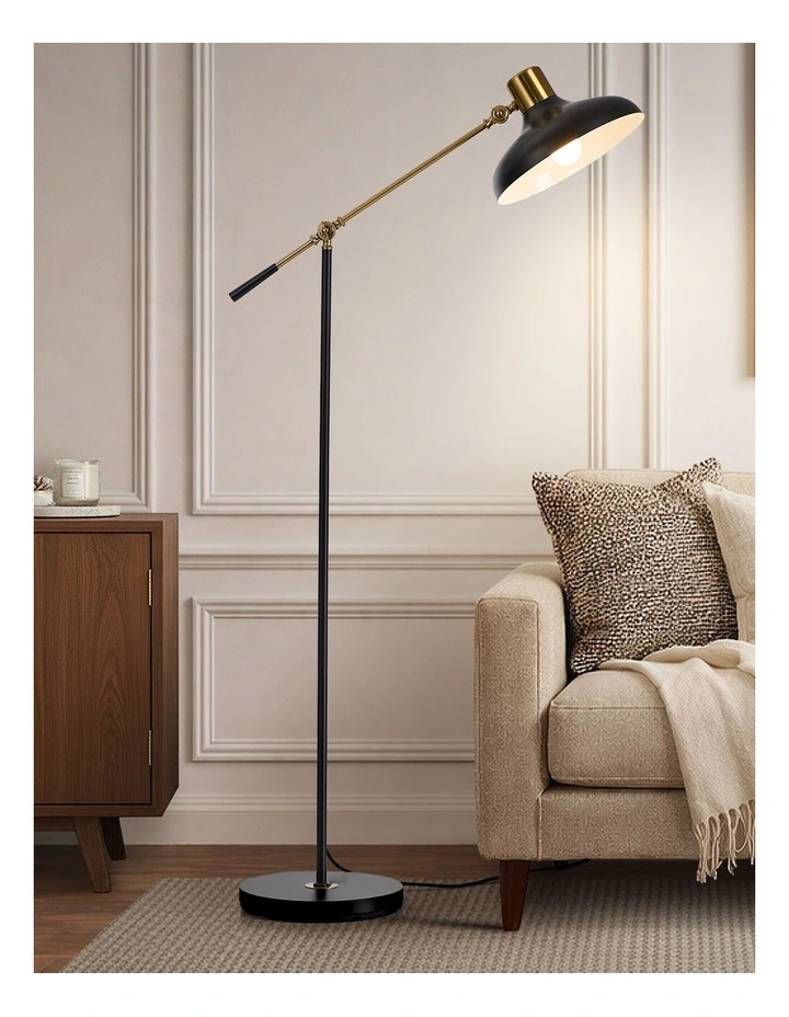 Oikiture Floor Lamps Adjustable Height Standing Metal Frame Black image 4