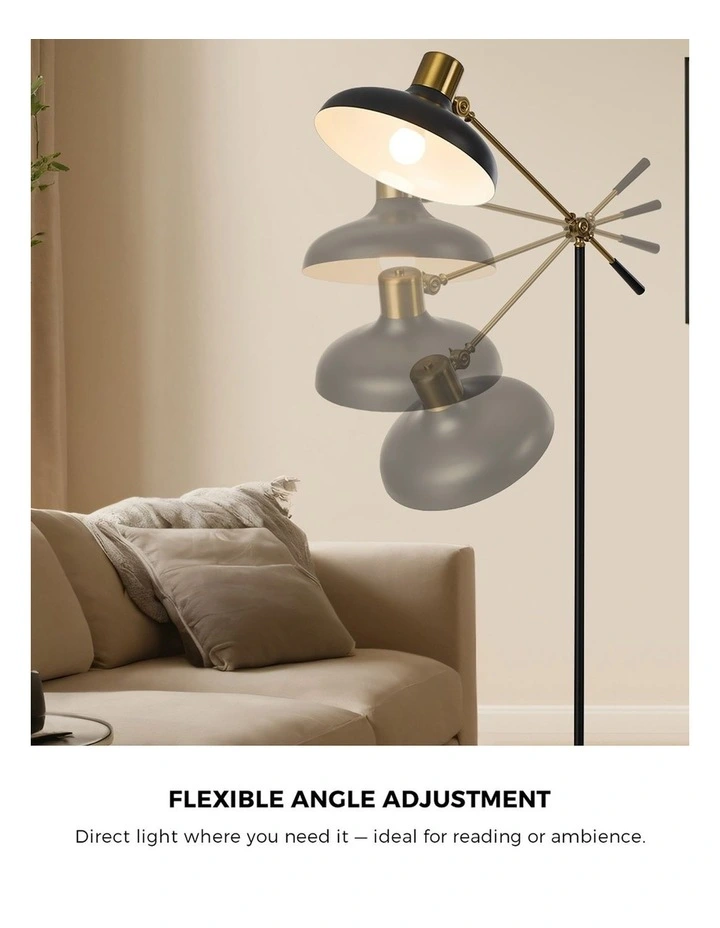 Oikiture Floor Lamps Adjustable Height Standing Metal Frame Black image 5