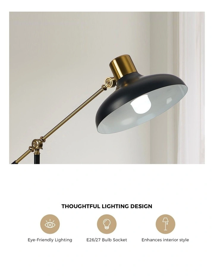 Oikiture Floor Lamps Adjustable Height Standing Metal Frame Black image 6