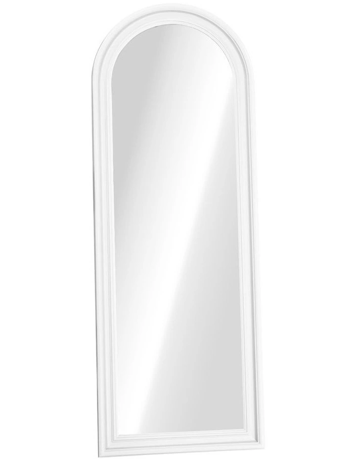 Oikiture Full Length Mirror Elegance Arch 165x60cm White Wood Floor Mirrors image 1